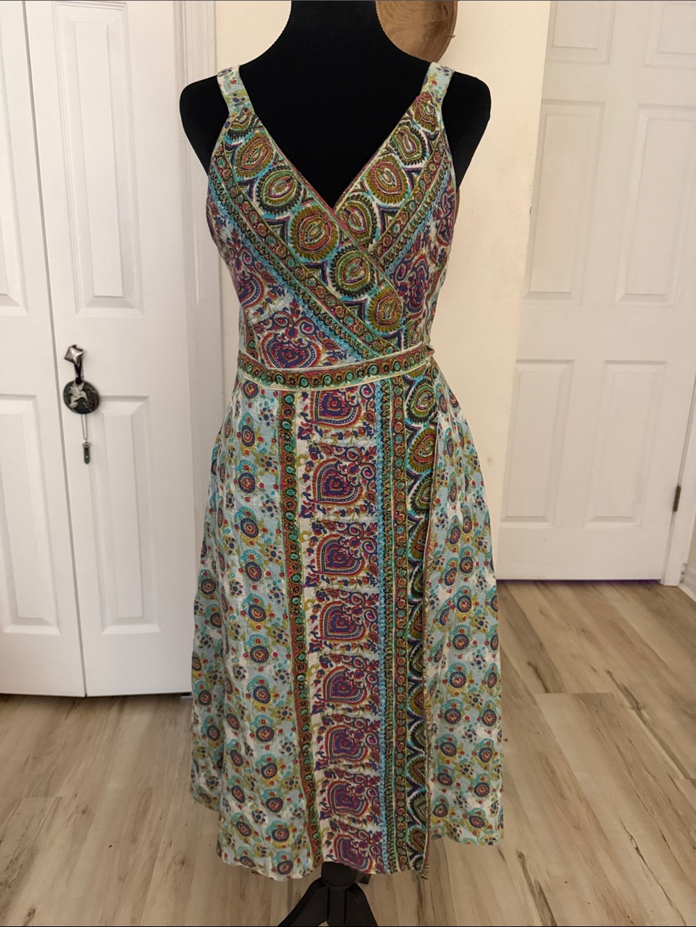 Calypso St. Barth Mint Multi Paisley-Print Wrap Midi Dress